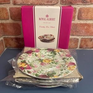 Royal Albert Country Rose Chintz set of 4 Dessert Plates new in Box